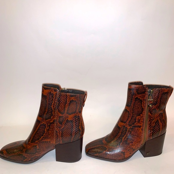 Sam Edleman carlysle dress booties in brown & black  snake print size 6 - Picture 2 of 10
